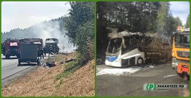 FOTO& VIDEO // Un autocar cu pasageri moldoveni care se întorceau din Spania, a ars integral în Austria